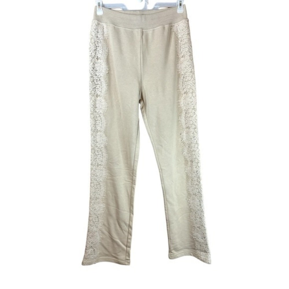 Boston Proper Beige Straight Leg Lounge Pant Size M Pull On Fleece Sweatpants